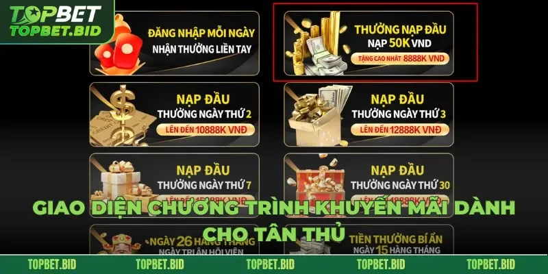 Giao diện chương trình khuyến mãi dành cho tân thủ